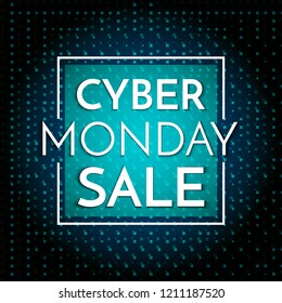 Cyber Monday Sale banner template. Dark background with white text Cyber Monday Sale. Vector illustration.