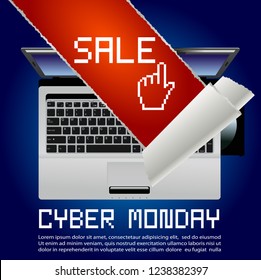 Cyber Monday  Sale Banner Template. Vector Illustration.