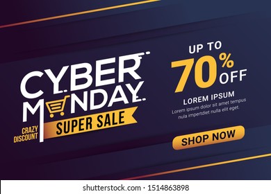 Cyber Monday sale banner template for business promotion vector illustration