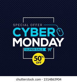 Cyber Monday sale banner template for business promotion vector illustration