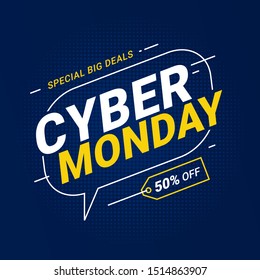 Cyber Monday sale banner template for business promotion vector illustration