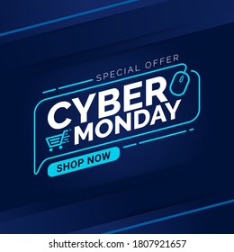 Cyber Monday sale banner template for business promotion vector illustration