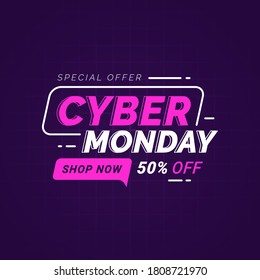 Cyber Monday sale banner template for business promotion vector illustration