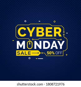 Cyber Monday sale banner template for business promotion vector illustration