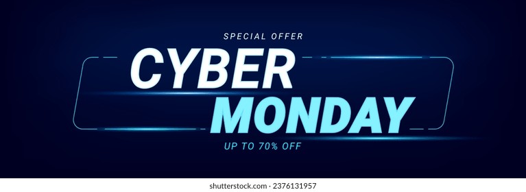 Cyber Monday sale banner template. Design template for special offer and shopping promotion. Vector illustration