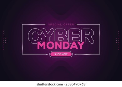 Cyber Monday sale banner template for business promotion vector illustration