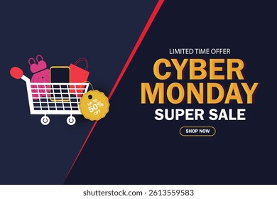 Cyber Monday sale banner template for business promotion vector