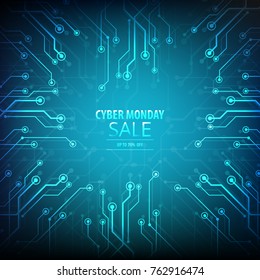 Cyber Monday sale banner template design, poster. Style Graphic design, Neon  texts. Vector illustration