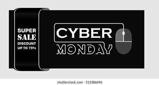Cyber monday sale banner. Vector illustration. 