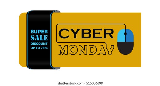 Cyber monday sale banner. Vector illustration. 