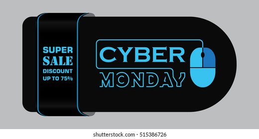 Cyber monday sale banner. Vector illustration. 