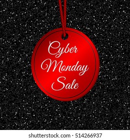 Cyber Monday Sale Banners. Advertising poster dedicated to Cyber Monday. Mad sales, discounts rabid, large discount. Black shimmer background imitation grey dust with black grains. Big sale. Best sale