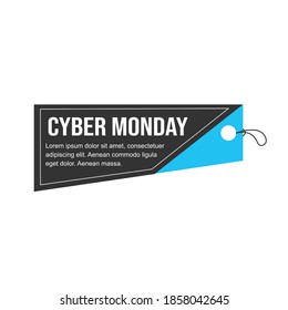 Cyber Monday sale. Black and blue sale banner label. Vector illustration.