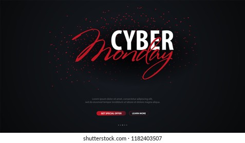 Cyber Monday Sale Calligraphic banner. Vector Illustration