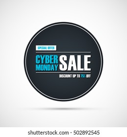 Cyber Monday Sale. Circle special offer banner, discount up to 75% off. Banner for business, promotion and advertising. Vector illustration.