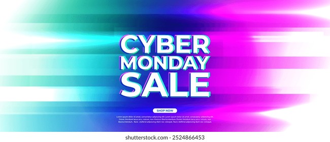 Cyber Monday Sale kommerziellen Hintergrund für Cyber Monday Online-Rabatt-Shopping-Förderung und Werbung. Helle Farbverläufe. Vektorgrafik.