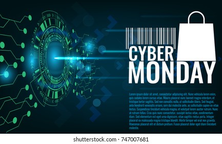 Cyber Monday Sale concept wiht technology background banner.
