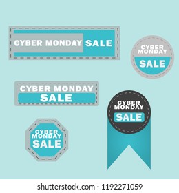 Cyber Monday sale design elements. Cyber Monday sale inscription labels, stickers. Vector illustration.