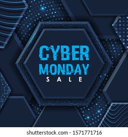 Cyber Monday Sale design with luxury hexagon background Vector Illustration