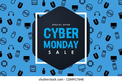 Cyber Monday Sale design template. Vector Illustration