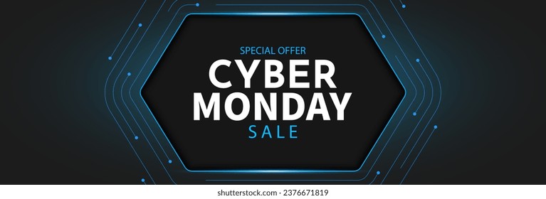 Cyber Monday sale design template. Cyber monday sales promotion web banner, poster. Vector illustration
