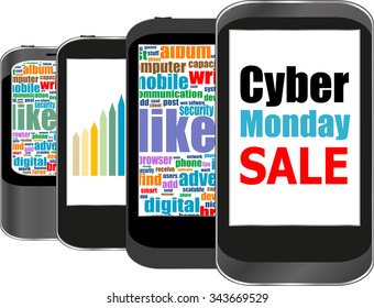 Cyber Monday Sale. Design Template for Commerce Business Website Presentation. Vector Illustration.