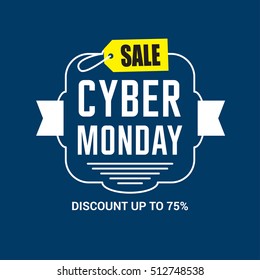 Cyber Monday sale design template. Cyber Monday Blue banner. Cyber Monday Sale Poster. Cyber Monday Calligraphic Advertising Poster design. Sale Discount Banner Label style. Vector illustration