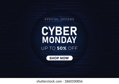 diseño de venta de ciberlunes.vector cyber Lunes creativo diseño de venta de alta tecnología.diseño de plantilla moderno de ciberlunes.diseño de oferta de descuento