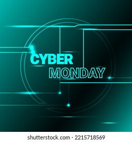 Cyber Monday sale digital circuit background banner template for business promotion vector illustration