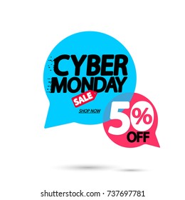 Cyber Monday Sale, discount 50% off, banner design template, vector illustration