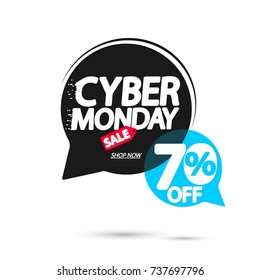 Cyber Monday Sale, discount 70% off, banner design template, vector illustration