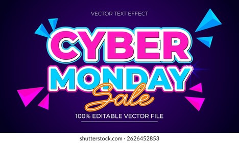 Cyber Monday Sale editable text effect Neon Color style