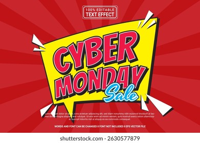Cyber Monday Sale Editable Vector 3D Text Effect – Playful and Modern Typography Comic Style for Poster, Branding, Social Media