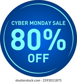 Cyber Monday Sale Eighty Percent Discount Vector Sticker Tag
