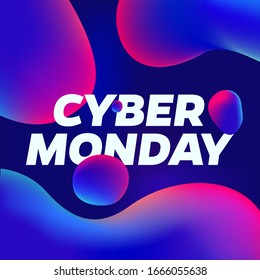 Cyber Monday Sale Flyer, Web Banner Design. Cyber Monday Billboard Promotion Coupon. Discount Banner Illustration. Cyber Sale Advertising.