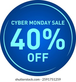 Cyber Monday Sale Forty Percent Discount Vector Sticker Tag