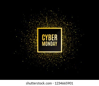 Cyber Monday Sale. Gold glitter banner. Special offer price sign. Advertising Discounts symbol. Christmas sales background. Abstract shopping banner tag. Template for design. Cyber Monday Vector