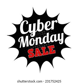 Cyber Monday sale grunge rubber stamp on white background, vector illustration