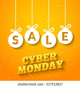 Cyber monday sale holiday design offer. Vector illustration market background. Cyber monday sale advertising.