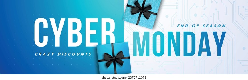 Cyber Monday sale horizontal banner. Template digital marketing for business promotion. Online shopping concept. 