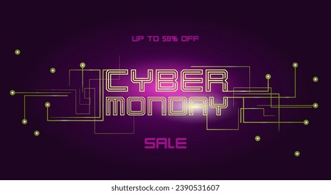 Cyber Monday sale horizontal card for business promotion