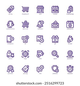 Cyber Monday Sale icon pack for your website, mobile, presentation, and logo design. Cyber Monday Sale icon basic line gradient design. Vector graphics illustration and editable stroke.