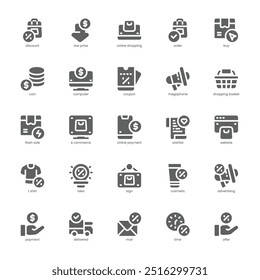 Cyber Monday Sale icon pack for your website, mobile, presentation, and logo design. Cyber Monday Sale icon glyph design. Vector graphics illustration and editable stroke.