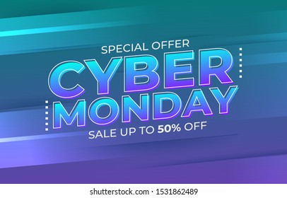 Cyber monday sale illustration. Sale banner template for promotion, advertising, social media, web banner