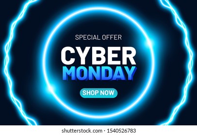 Cyber monday sale illustration. Sale banner template for promotion, advertising, social media, web banner