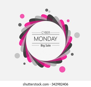 Cyber monday sale inscription circle design template. Vector illustration