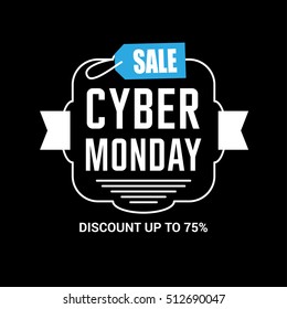 Cyber Monday sale inscription design template. Cyber Monday banner. Cyber Monday Sale Poster. Cyber Monday Calligraphic Advertising Poster design. Sale Discount Banner Label style. Vector illustration