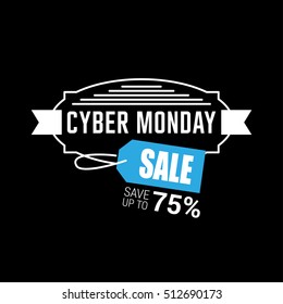 Cyber Monday sale inscription design template. Cyber Monday banner. Cyber Monday Sale Poster. Cyber Monday Calligraphic Advertising Poster design. Sale Discount Banner Label style. Vector illustration