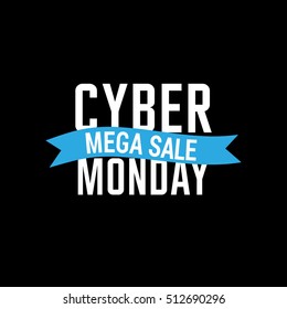 Cyber Monday sale inscription design template. Cyber Monday banner. Cyber Monday Sale Poster. Cyber Monday Calligraphic Advertising Poster design. Sale Discount Banner Label style. Vector illustration