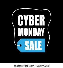Cyber Monday sale inscription design template. Cyber Monday banner. Cyber Monday Sale Poster. Cyber Monday Calligraphic Advertising Poster design. Sale Discount Banner Label style. Vector illustration